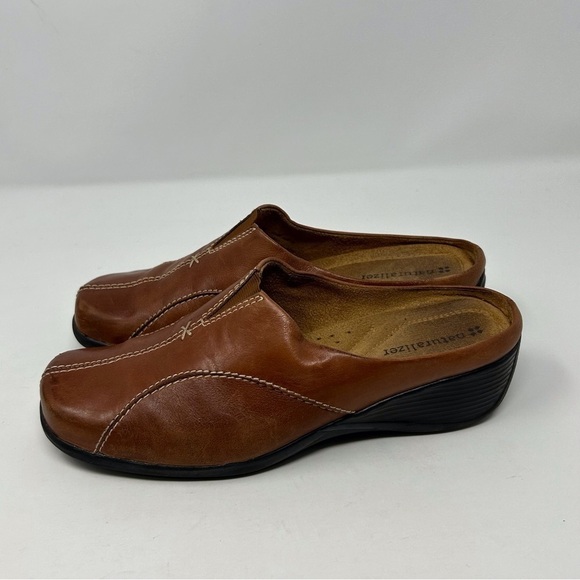 Naturalizer Agnes Brown Leather Slip On Comfort Mules Size 8 Classic Fall - Picture 6 of 12